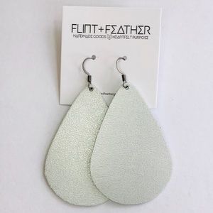 3pk Metallic Silver Leather Teardrop Earrings